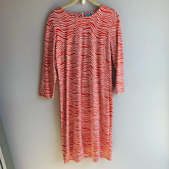 J. McLaughlin Dress 'Radio Waves' 'Sophia' Stretch Sheath Catalina Cloth Medium - Picture 2 of 6